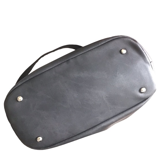 DAVID JONES Paris Satchel Faux Leather 2 Straps Zip Top Abstract Lining 13x12x6 - Picture 6 of 7